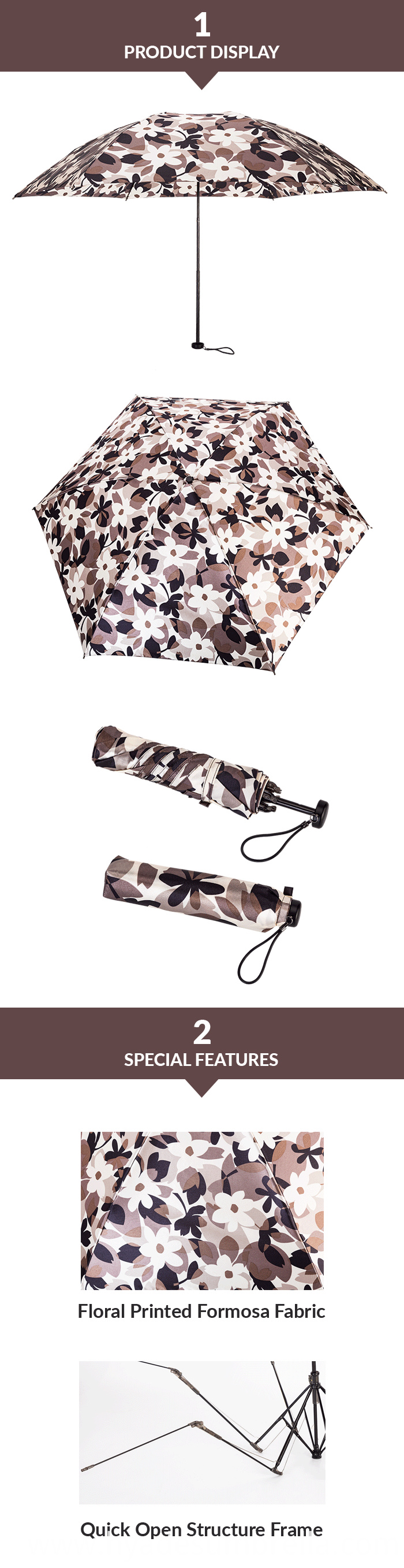 Quick Open 3 Section Folding Umbrella Quick Open 3 Section Folding Umbrella